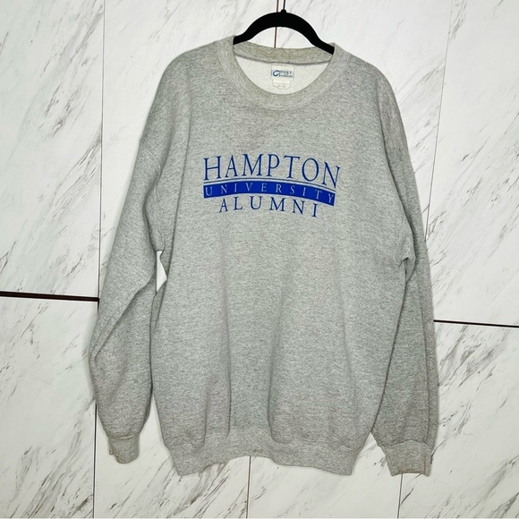 Vintage Port and Company Hampton University Almuni Fleece Sweatshirt SZ L - Picture 2 of 4